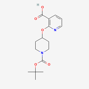 molecular formula C16H22N2O5 B1503264 2-((1-(tert-Butoxycarbonyl)piperidin-4-yl)oxy)nicotinic acid 