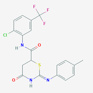 N-[2-chloro-5-(trifluoromethyl)phenyl]-2-[(4-methylphenyl)amino]-4-oxo-5,6-dihydro-4H-1,3-thiazine-6-carboxamide