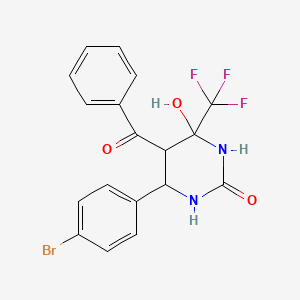 molecular formula C18H14BrF3N2O3 B15032684 5-Benzoyl-6-(4-bromophenyl)-4-hydroxy-4-(trifluoromethyl)-1,3-diazinan-2-one 