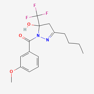 [3-butyl-5-hydroxy-5-(trifluoromethyl)-4,5-dihydro-1H-pyrazol-1-yl](3-methoxyphenyl)methanone