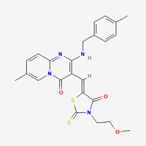 molecular formula C24H24N4O3S2 B15032704 3-{(Z)-[3-(2-methoxyethyl)-4-oxo-2-thioxo-1,3-thiazolidin-5-ylidene]methyl}-7-methyl-2-[(4-methylbenzyl)amino]-4H-pyrido[1,2-a]pyrimidin-4-one 