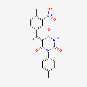 molecular formula C19H15N3O5 B15032720 (5E)-5-(4-methyl-3-nitrobenzylidene)-1-(4-methylphenyl)pyrimidine-2,4,6(1H,3H,5H)-trione 