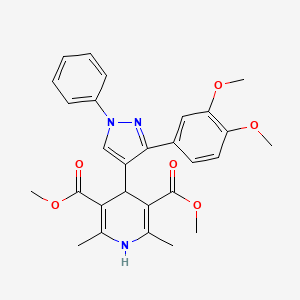 3,5-dimethyl 4-[3-(3,4-dimethoxyphenyl)-1-phenyl-1H-pyrazol-4-yl]-2,6-dimethyl-1,4-dihydropyridine-3,5-dicarboxylate