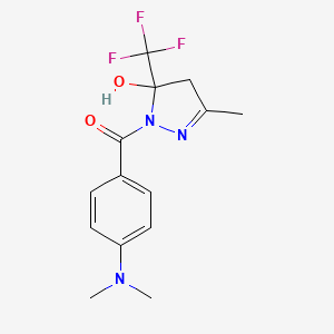 [4-(dimethylamino)phenyl][5-hydroxy-3-methyl-5-(trifluoromethyl)-4,5-dihydro-1H-pyrazol-1-yl]methanone