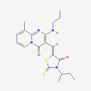 molecular formula C20H24N4O2S2 B15032765 3-[(Z)-(3-sec-butyl-4-oxo-2-thioxo-1,3-thiazolidin-5-ylidene)methyl]-9-methyl-2-(propylamino)-4H-pyrido[1,2-a]pyrimidin-4-one 