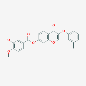 3-(3-methylphenoxy)-4-oxo-4H-chromen-7-yl 3,4-dimethoxybenzoate