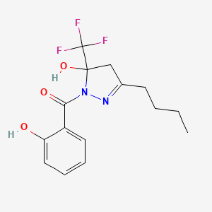 [3-butyl-5-hydroxy-5-(trifluoromethyl)-4,5-dihydro-1H-pyrazol-1-yl](2-hydroxyphenyl)methanone