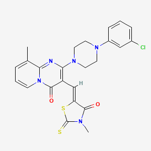 molecular formula C24H22ClN5O2S2 B15032844 2-[4-(3-chlorophenyl)piperazin-1-yl]-9-methyl-3-[(Z)-(3-methyl-4-oxo-2-thioxo-1,3-thiazolidin-5-ylidene)methyl]-4H-pyrido[1,2-a]pyrimidin-4-one 