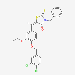 (5E)-3-benzyl-5-{4-[(3,4-dichlorobenzyl)oxy]-3-ethoxybenzylidene}-2-thioxo-1,3-thiazolidin-4-one