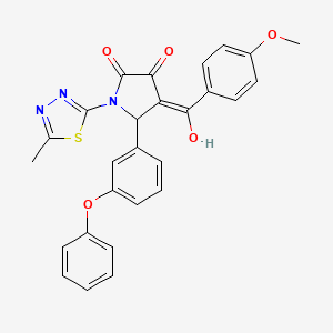 molecular formula C27H21N3O5S B15032880 3-hydroxy-4-(4-methoxybenzoyl)-1-(5-methyl-1,3,4-thiadiazol-2-yl)-5-(3-phenoxyphenyl)-2,5-dihydro-1H-pyrrol-2-one 