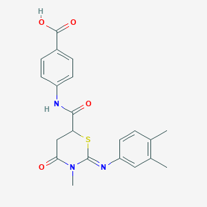 4-[({(2Z)-2-[(3,4-dimethylphenyl)imino]-3-methyl-4-oxo-1,3-thiazinan-6-yl}carbonyl)amino]benzoic acid