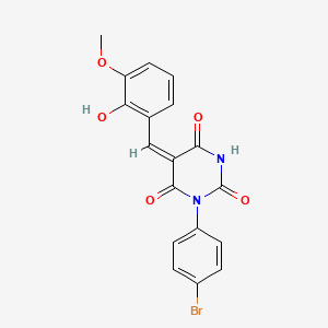 (5E)-1-(4-bromophenyl)-5-(2-hydroxy-3-methoxybenzylidene)pyrimidine-2,4,6(1H,3H,5H)-trione