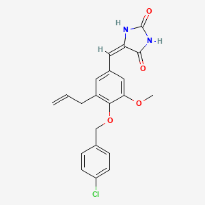 (5E)-5-{4-[(4-chlorobenzyl)oxy]-3-methoxy-5-(prop-2-en-1-yl)benzylidene}imidazolidine-2,4-dione