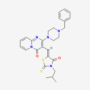 molecular formula C27H29N5O2S2 B15032993 2-(4-benzylpiperazin-1-yl)-3-[(Z)-(3-isobutyl-4-oxo-2-thioxo-1,3-thiazolidin-5-ylidene)methyl]-4H-pyrido[1,2-a]pyrimidin-4-one 