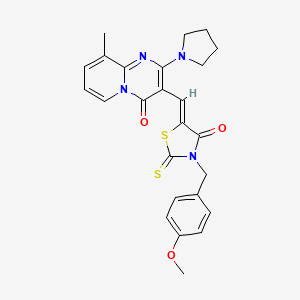 3-{(Z)-[3-(4-methoxybenzyl)-4-oxo-2-thioxo-1,3-thiazolidin-5-ylidene]methyl}-9-methyl-2-(pyrrolidin-1-yl)-4H-pyrido[1,2-a]pyrimidin-4-one