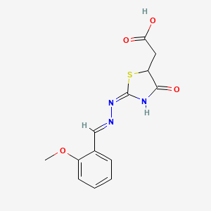 molecular formula C13H13N3O4S B15033081 {(2E)-2-[(2E)-(2-methoxybenzylidene)hydrazinylidene]-4-oxo-1,3-thiazolidin-5-yl}acetic acid 