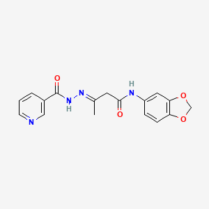 (3E)-N-(1,3-benzodioxol-5-yl)-3-[2-(pyridin-3-ylcarbonyl)hydrazinylidene]butanamide