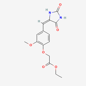 ethyl {4-[(E)-(2,5-dioxoimidazolidin-4-ylidene)methyl]-2-methoxyphenoxy}acetate