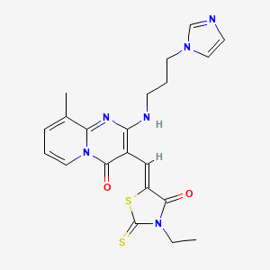 3-[(Z)-(3-ethyl-4-oxo-2-thioxo-1,3-thiazolidin-5-ylidene)methyl]-2-{[3-(1H-imidazol-1-yl)propyl]amino}-9-methyl-4H-pyrido[1,2-a]pyrimidin-4-one