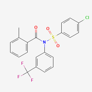 molecular formula C21H15ClF3NO3S B15033121 N-[(4-chlorophenyl)sulfonyl]-2-methyl-N-[3-(trifluoromethyl)phenyl]benzamide 