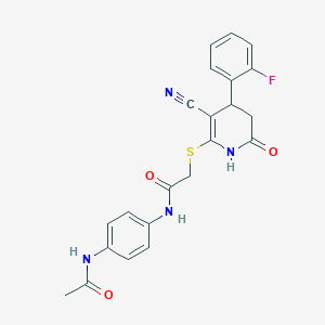 N-[4-(acetylamino)phenyl]-2-{[3-cyano-4-(2-fluorophenyl)-6-oxo-1,4,5,6-tetrahydropyridin-2-yl]sulfanyl}acetamide