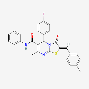 molecular formula C28H22FN3O2S B15033130 (2Z)-5-(4-fluorophenyl)-7-methyl-2-(4-methylbenzylidene)-3-oxo-N-phenyl-2,3-dihydro-5H-[1,3]thiazolo[3,2-a]pyrimidine-6-carboxamide 