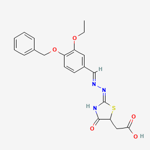 molecular formula C21H21N3O5S B15033148 [(2E)-2-{(2E)-[4-(benzyloxy)-3-ethoxybenzylidene]hydrazinylidene}-4-oxo-1,3-thiazolidin-5-yl]acetic acid 