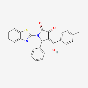 molecular formula C25H18N2O3S B15033188 (E)-[1-(1,3-benzothiazol-3-ium-2-yl)-4,5-dioxo-2-phenylpyrrolidin-3-ylidene](4-methylphenyl)methanolate 