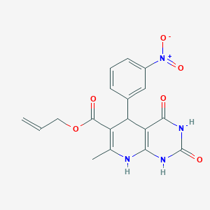 molecular formula C18H16N4O6 B15033196 Prop-2-en-1-yl 7-methyl-5-(3-nitrophenyl)-2,4-dioxo-1,2,3,4,5,8-hexahydropyrido[2,3-d]pyrimidine-6-carboxylate 