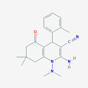 2-Amino-1-(dimethylamino)-7,7-dimethyl-4-(2-methylphenyl)-5-oxo-1,4,5,6,7,8-hexahydroquinoline-3-carbonitrile