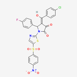 4-[(4-chlorophenyl)carbonyl]-5-(4-fluorophenyl)-3-hydroxy-1-{5-[(4-nitrophenyl)sulfonyl]-1,3-thiazol-2-yl}-1,5-dihydro-2H-pyrrol-2-one