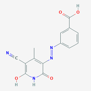 molecular formula C14H10N4O4 B15033262 3-[(E)-(5-cyano-2,6-dihydroxy-4-methylpyridin-3-yl)diazenyl]benzoic acid 