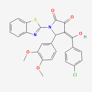 molecular formula C26H19ClN2O5S B15033274 1-(1,3-benzothiazol-2-yl)-4-[(4-chlorophenyl)carbonyl]-5-(3,4-dimethoxyphenyl)-3-hydroxy-1,5-dihydro-2H-pyrrol-2-one 