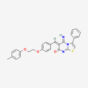 (6Z)-5-imino-6-{4-[2-(4-methylphenoxy)ethoxy]benzylidene}-3-phenyl-5,6-dihydro-7H-[1,3]thiazolo[3,2-a]pyrimidin-7-one