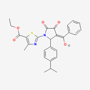 ethyl 2-{(3E)-3-[hydroxy(phenyl)methylidene]-4,5-dioxo-2-[4-(propan-2-yl)phenyl]pyrrolidin-1-yl}-4-methyl-1,3-thiazole-5-carboxylate