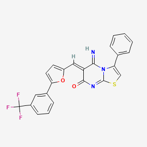 (6Z)-5-imino-3-phenyl-6-({5-[3-(trifluoromethyl)phenyl]furan-2-yl}methylidene)-5,6-dihydro-7H-[1,3]thiazolo[3,2-a]pyrimidin-7-one