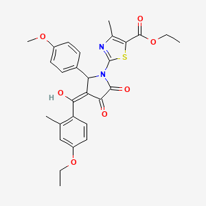 molecular formula C28H28N2O7S B15033319 ethyl 2-[3-(4-ethoxy-2-methylbenzoyl)-4-hydroxy-2-(4-methoxyphenyl)-5-oxo-2,5-dihydro-1H-pyrrol-1-yl]-4-methyl-1,3-thiazole-5-carboxylate 