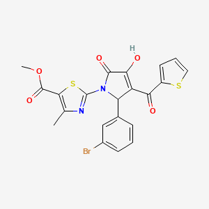 methyl 2-{(3E)-2-(3-bromophenyl)-3-[hydroxy(thiophen-2-yl)methylidene]-4,5-dioxopyrrolidin-1-yl}-4-methyl-1,3-thiazole-5-carboxylate