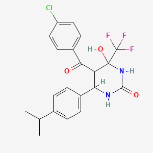 molecular formula C21H20ClF3N2O3 B15033361 5-(4-chlorobenzoyl)-4-hydroxy-6-(4-isopropylphenyl)-4-(trifluoromethyl)tetrahydro-2(1H)-pyrimidinone 