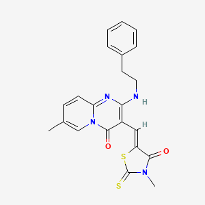 molecular formula C22H20N4O2S2 B15033364 7-methyl-3-[(Z)-(3-methyl-4-oxo-2-thioxo-1,3-thiazolidin-5-ylidene)methyl]-2-[(2-phenylethyl)amino]-4H-pyrido[1,2-a]pyrimidin-4-one 