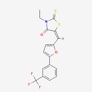 (5E)-3-Ethyl-2-sulfanylidene-5-({5-[3-(trifluoromethyl)phenyl]furan-2-YL}methylidene)-1,3-thiazolidin-4-one