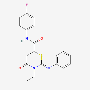 molecular formula C19H18FN3O2S B15033402 (2Z)-3-ethyl-N-(4-fluorophenyl)-4-oxo-2-(phenylimino)-1,3-thiazinane-6-carboxamide 