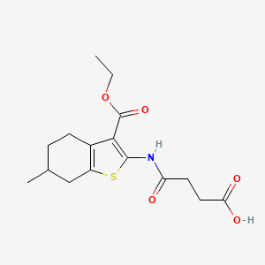 molecular formula C16H21NO5S B15033411 4-{[3-(Ethoxycarbonyl)-6-methyl-4,5,6,7-tetrahydro-1-benzothiophen-2-yl]amino}-4-oxobutanoic acid 