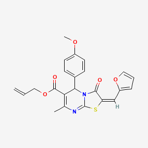 allyl (2E)-2-(2-furylmethylene)-5-(4-methoxyphenyl)-7-methyl-3-oxo-2,3-dihydro-5H-[1,3]thiazolo[3,2-a]pyrimidine-6-carboxylate