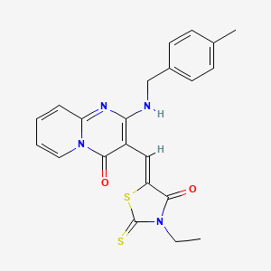 molecular formula C22H20N4O2S2 B15033448 3-[(Z)-(3-ethyl-4-oxo-2-thioxo-1,3-thiazolidin-5-ylidene)methyl]-2-[(4-methylbenzyl)amino]-4H-pyrido[1,2-a]pyrimidin-4-one 