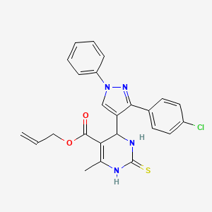 molecular formula C24H21ClN4O2S B15033479 prop-2-en-1-yl 4-[3-(4-chlorophenyl)-1-phenyl-1H-pyrazol-4-yl]-6-methyl-2-thioxo-1,2,3,4-tetrahydropyrimidine-5-carboxylate 