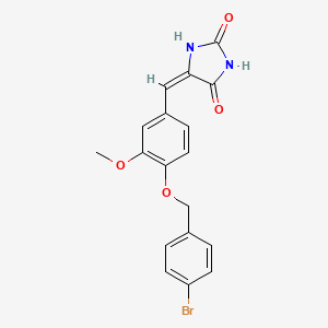 molecular formula C18H15BrN2O4 B15033489 5-(4-(4-Bromobenzyloxy)-3-methoxybenzylidene)imidazolidine-2,4-dione 