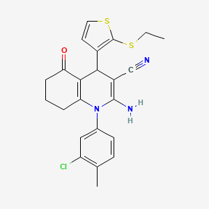 2-Amino-1-(3-chloro-4-methylphenyl)-4-(2-(ethylthio)thiophen-3-yl)-5-oxo-1,4,5,6,7,8-hexahydroquinoline-3-carbonitrile