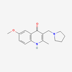 molecular formula C16H20N2O2 B15033518 6-Methoxy-2-methyl-3-(1-pyrrolidinylmethyl)-4-quinolinol 