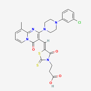 3-[(5Z)-5-({2-[4-(3-chlorophenyl)piperazin-1-yl]-9-methyl-4-oxo-4H-pyrido[1,2-a]pyrimidin-3-yl}methylidene)-4-oxo-2-thioxo-1,3-thiazolidin-3-yl]propanoic acid